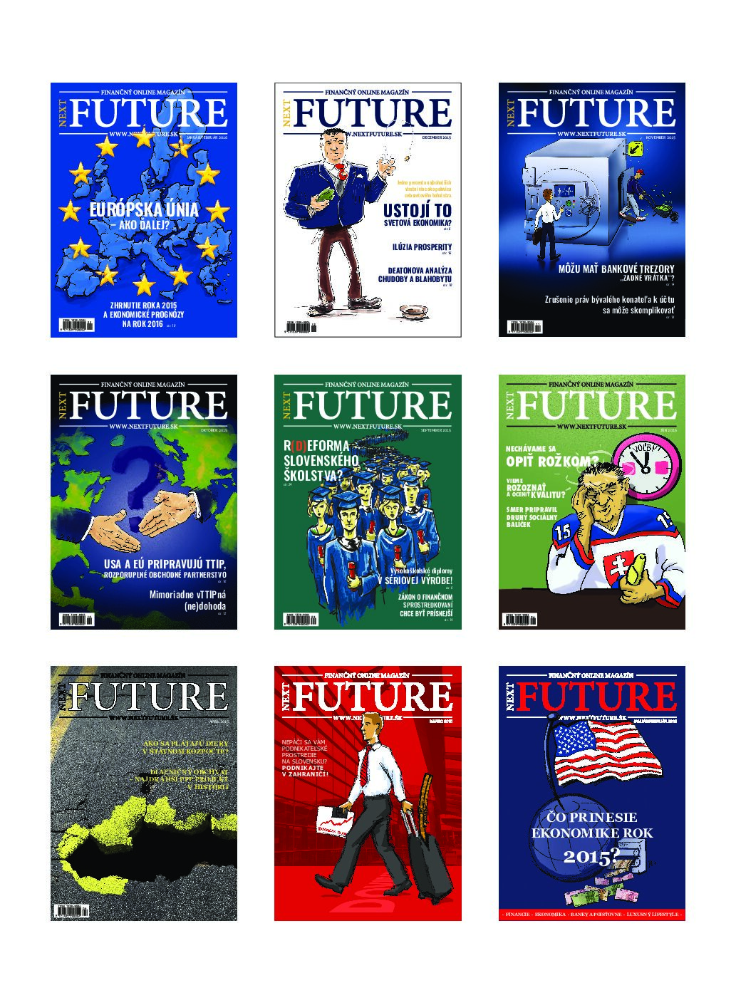 Ilustrácia titulných strán časopisu Next Future