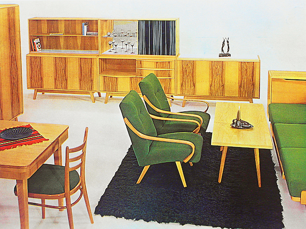 Bohumil Landsman: Obývací pokoj U-300, 60. léta. Repro: Katalog nábytku n. p. Jitona