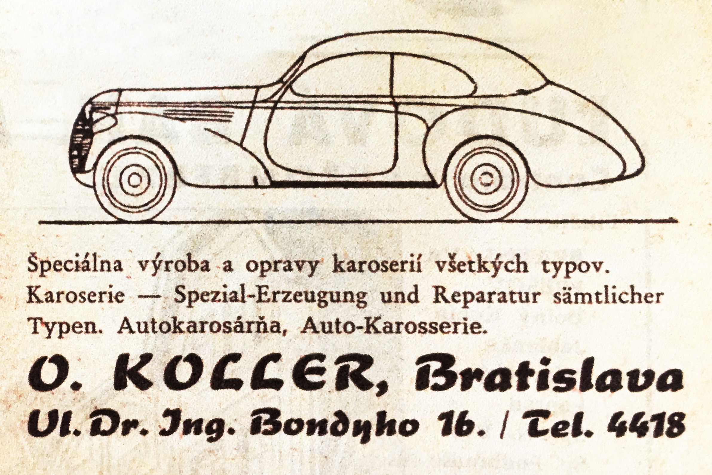 Dobový propagačný inzerát, 1935.