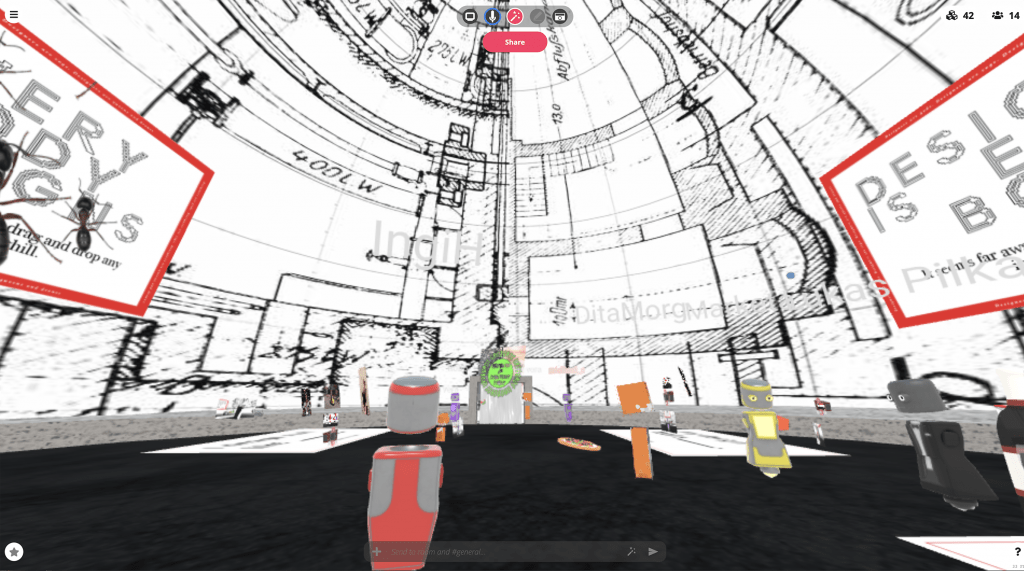 Enrique Encinas & Robb Mitchell: Anthill, virtuálny 3D priestor, ktorý sa pokúsil simulovať neformálne stretnutie