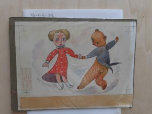 Ilustrácia; Leporelo - tancujúci medveď s dievčaťom