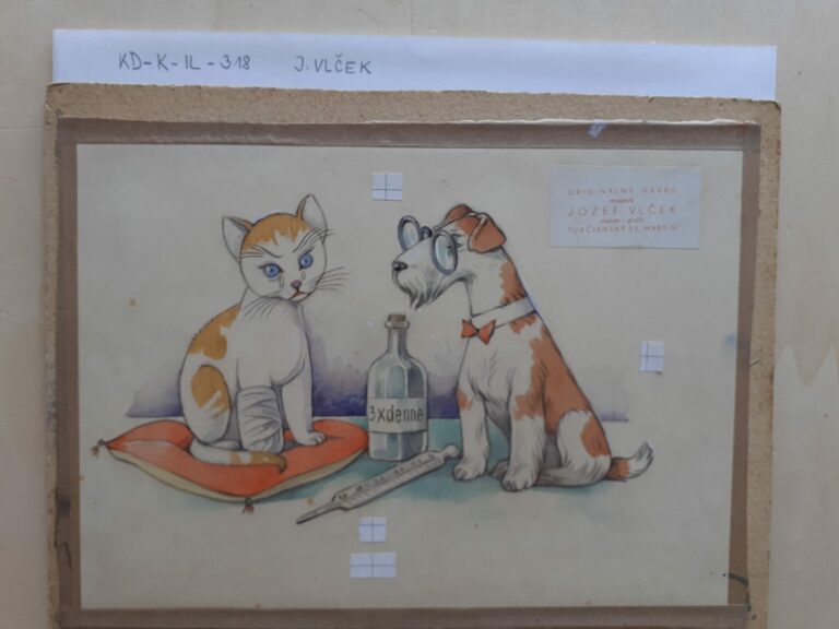 Ilustrácia; Leporelo - pes-doktor a mačka
