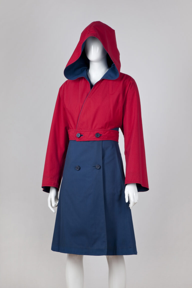 Červeno-modrý dámsky komplet, 2-dielny (kabát, bolerko)