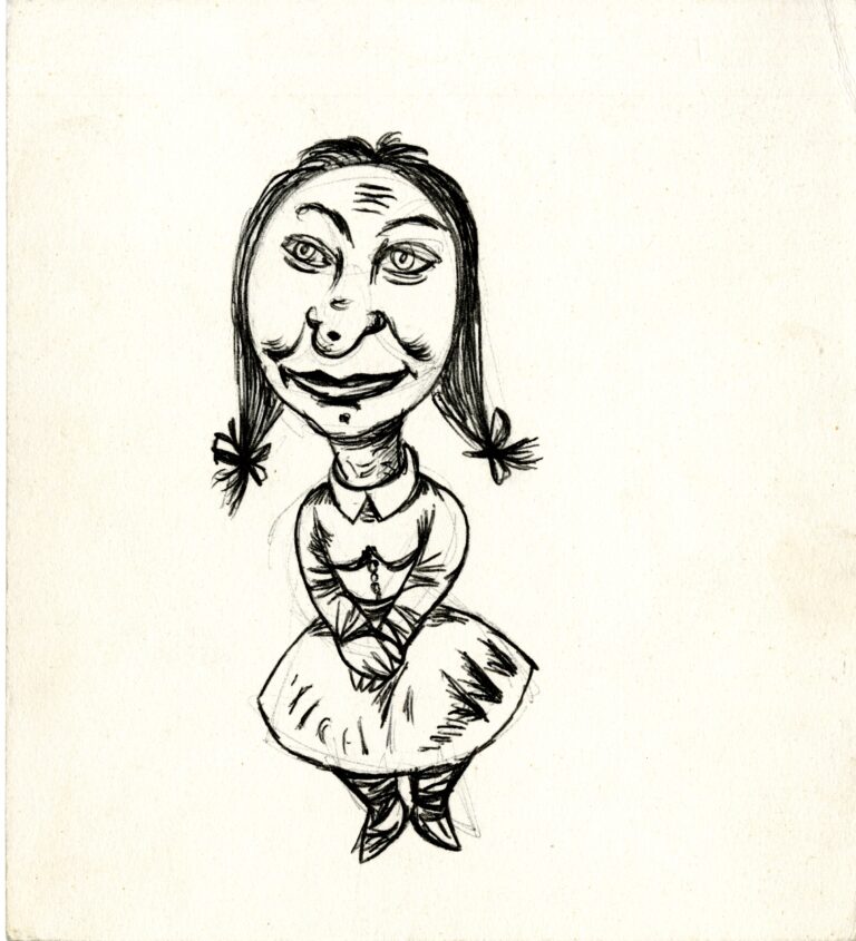 Karikatúra - dievča v sukni