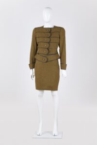 Dámsky sukňový kostým “military”, 2-dielny (sukňa, sako)