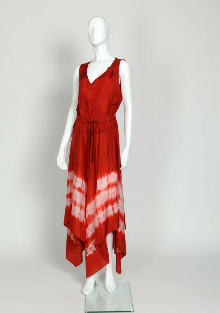 Dámske batikované spoločenské šaty s opaskom