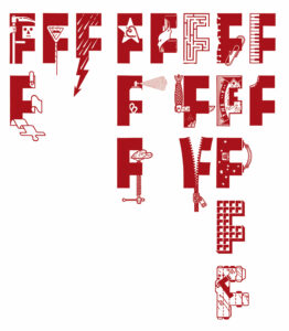Dizajn knihy a varianty písmena F do knihy Boris Filan: Túlavý psík