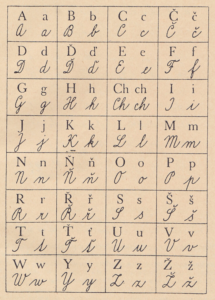 Normalizované písané písmo podľa predlohy metodiky Václava Pence, 1953-1958