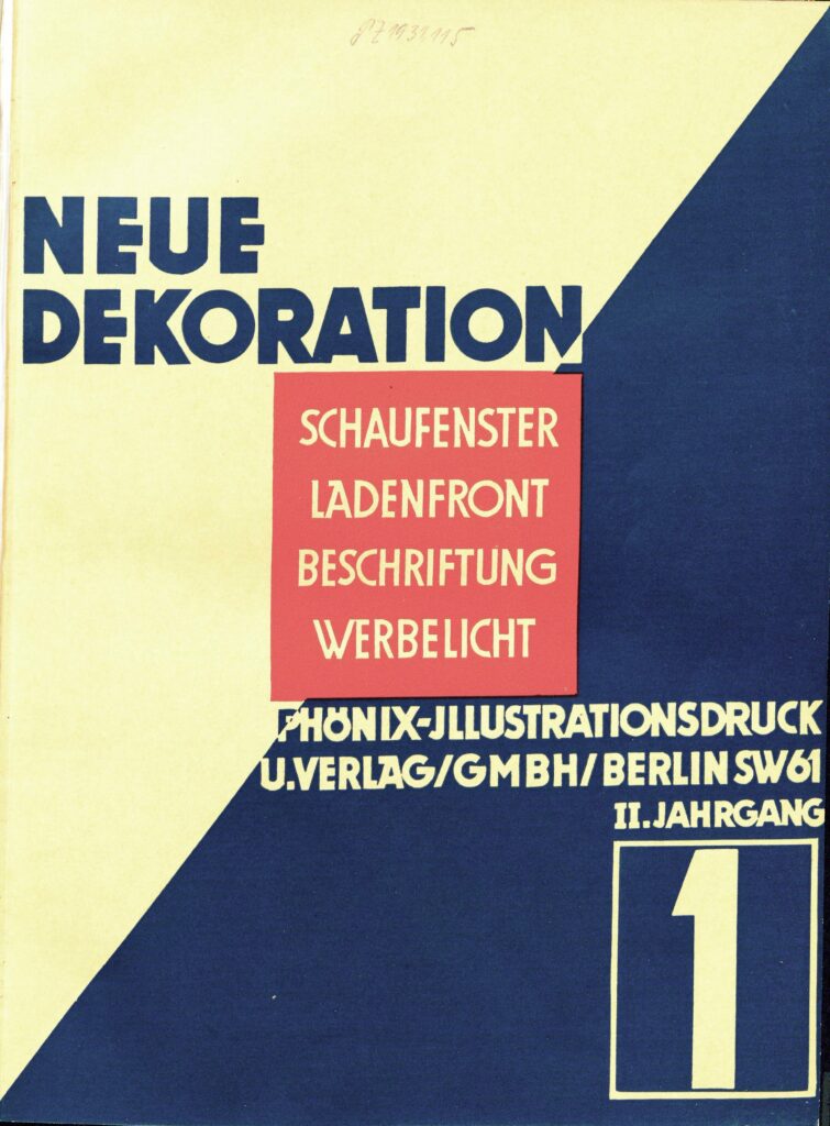 Obálka časopisu Neue Dekoration, 1931. Staatsbibliothek zu Berlin.