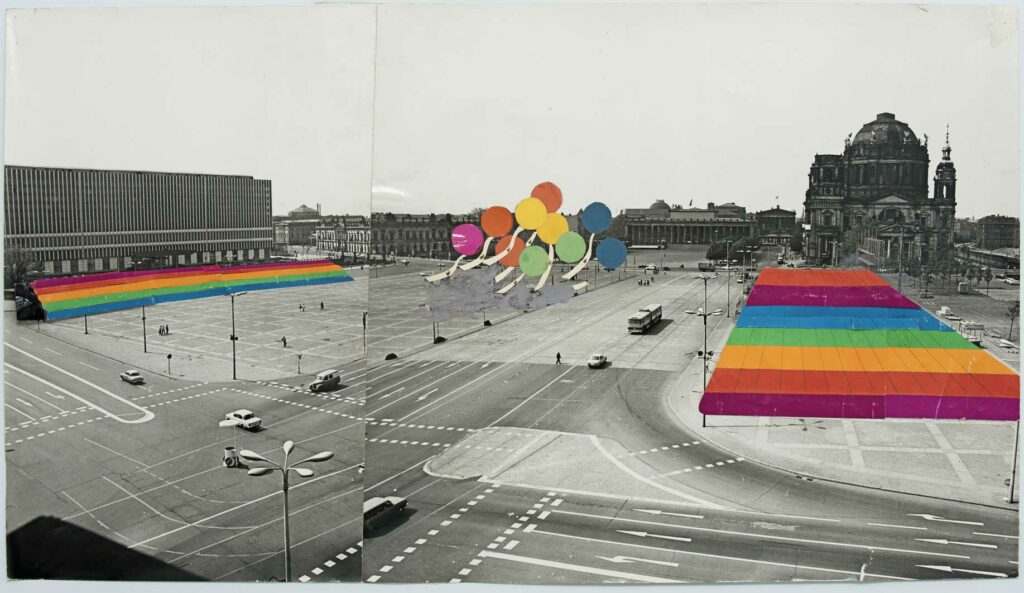 Lutz Brandt, návrh tribún na námestí Marx-Engels-Platz vo východnom Berlíne pre X. Svetový festival mládeže a študentstva, 1973. Foto  Armin Herrmann