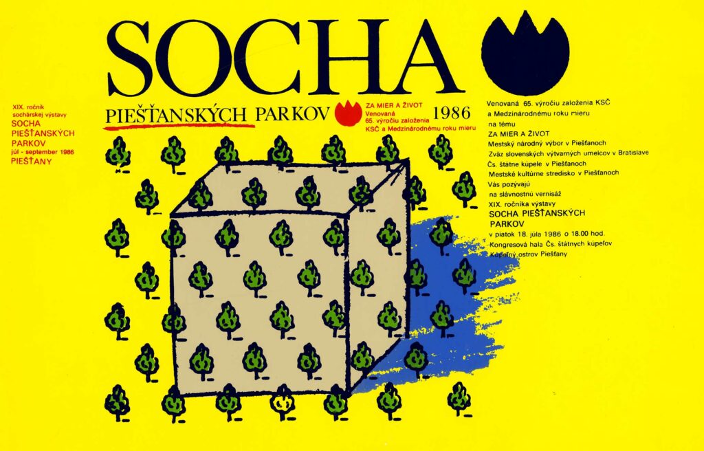 Pozvánka na výstavu Socha piešťanských parkov, 1986.