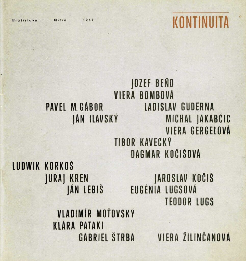 Obálka a grafická úprava katalógu výstavy Kontinuita, 1967. Archív Slovenského múzea dizajnu.   