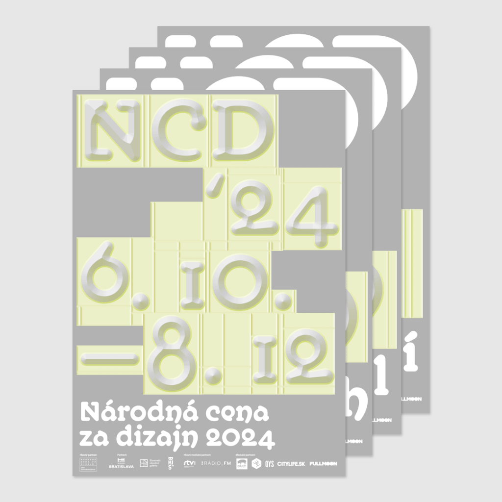 Návrh vizuálnej identity
Národnej ceny za dizajn
2024 – ukážka plagátov.
