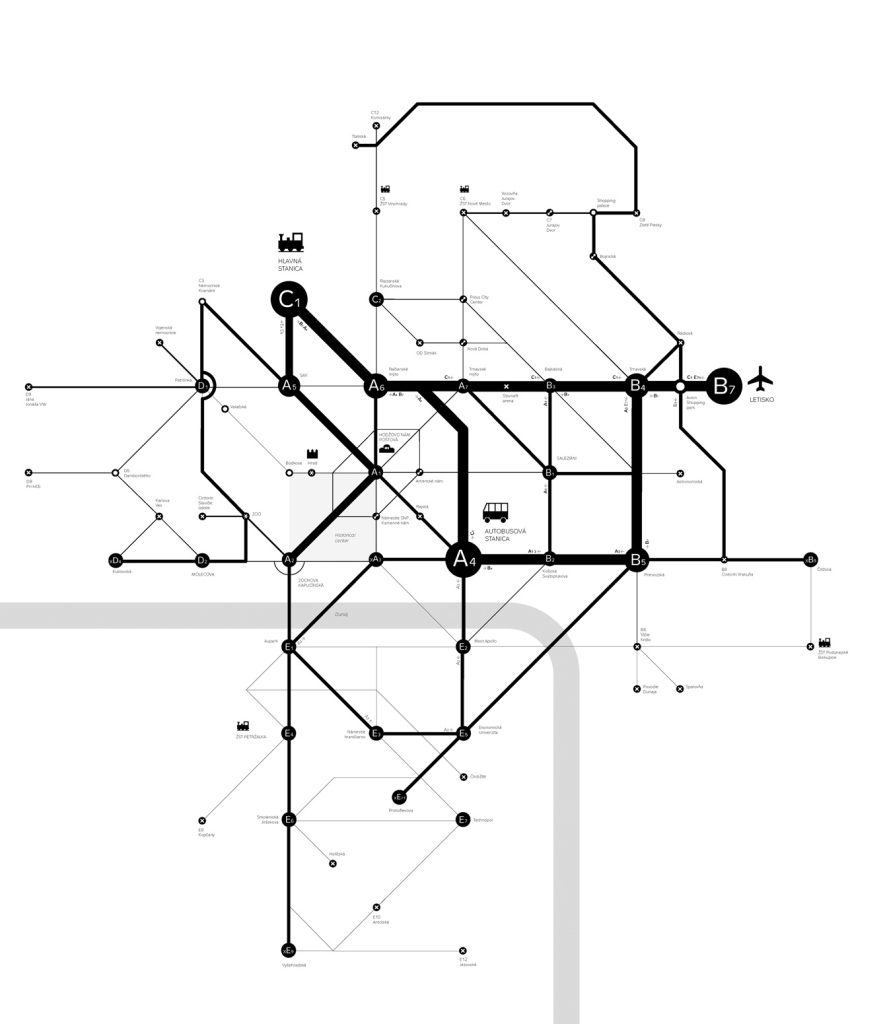 Diplomová práca AB–BA sa zaoberala analýzou a návrhom informačnej architektúry orientačného systému MHD v Bratislave, 2014.