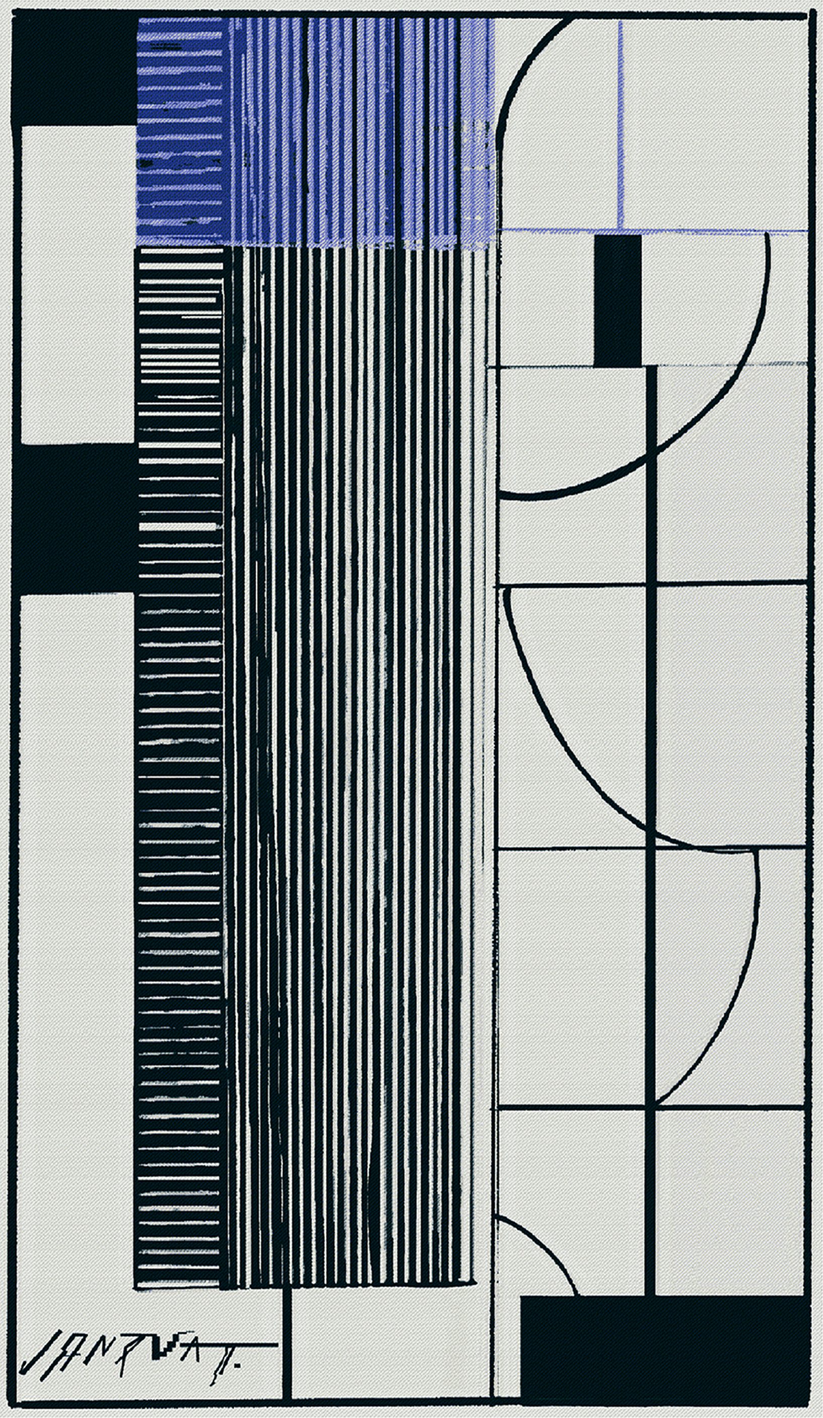 Jana Vaterková Ťapaj: Geometrický vlnený koberec z kolekcie Puder, 2022. Foto: Jana Budaiová